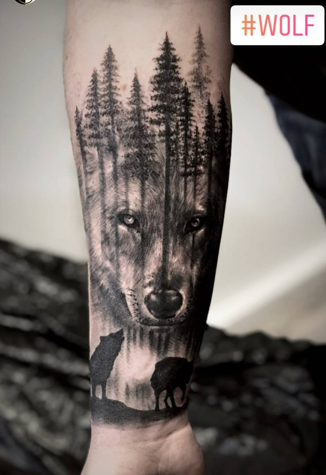 Tattoo Wolf Wald